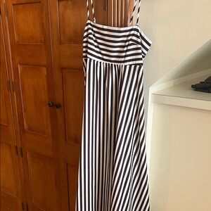 Commense Black and White Striped Maxi Dress